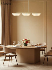 Ferosa Brass Glass Linear Chandelier – 3 Light Milk Glass Dining Lighting